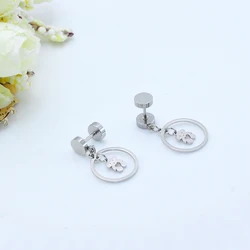 Wholesale Hollow Lovely Bear Stud Earrings Stainless Steel Drop Earring Zirconia Bears Jewelry Jewellery For Women and Girls