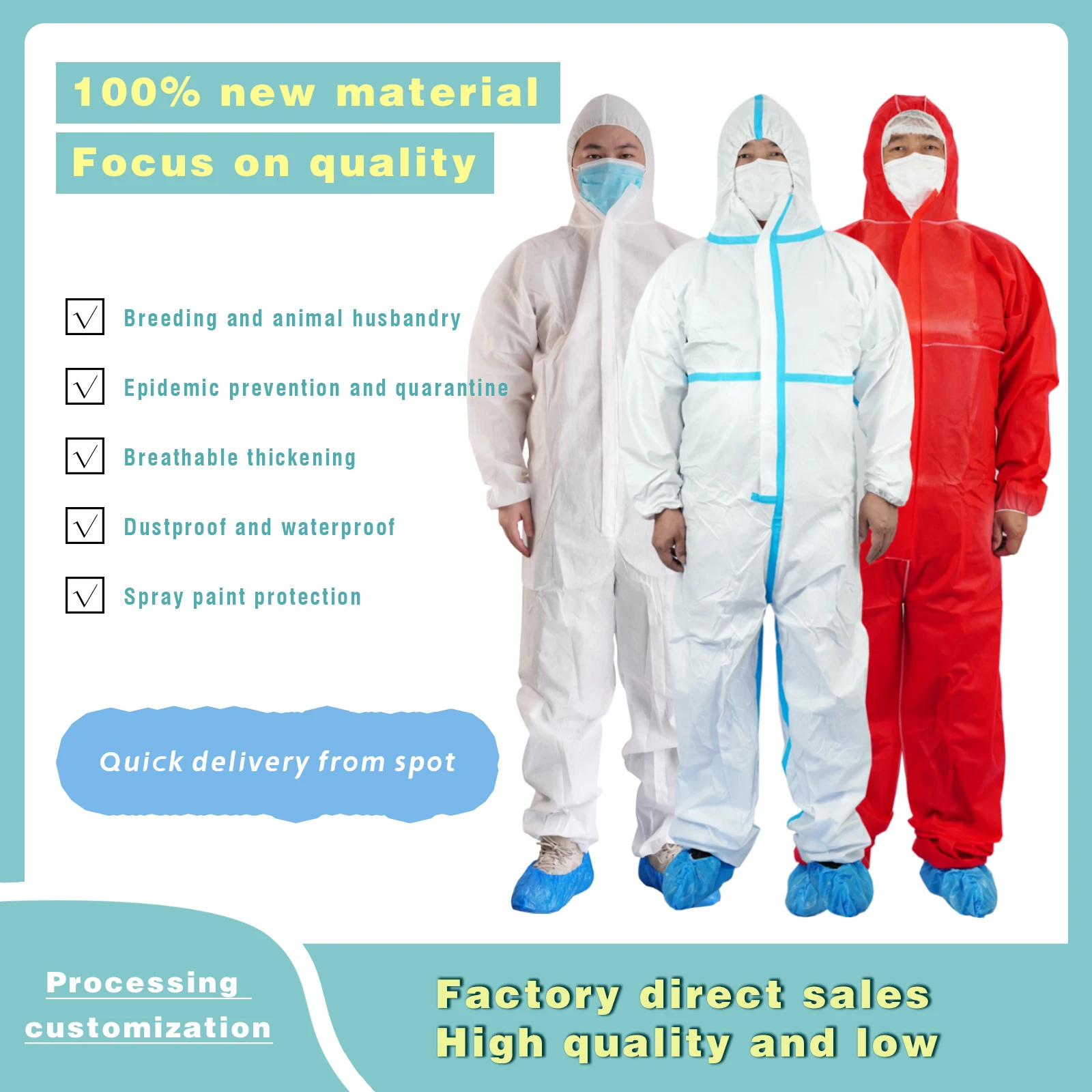 Customization  High Quality Disposable Coveralls Microporous Coverall Work Wear Suit Beautiful Price Factory Wholesale