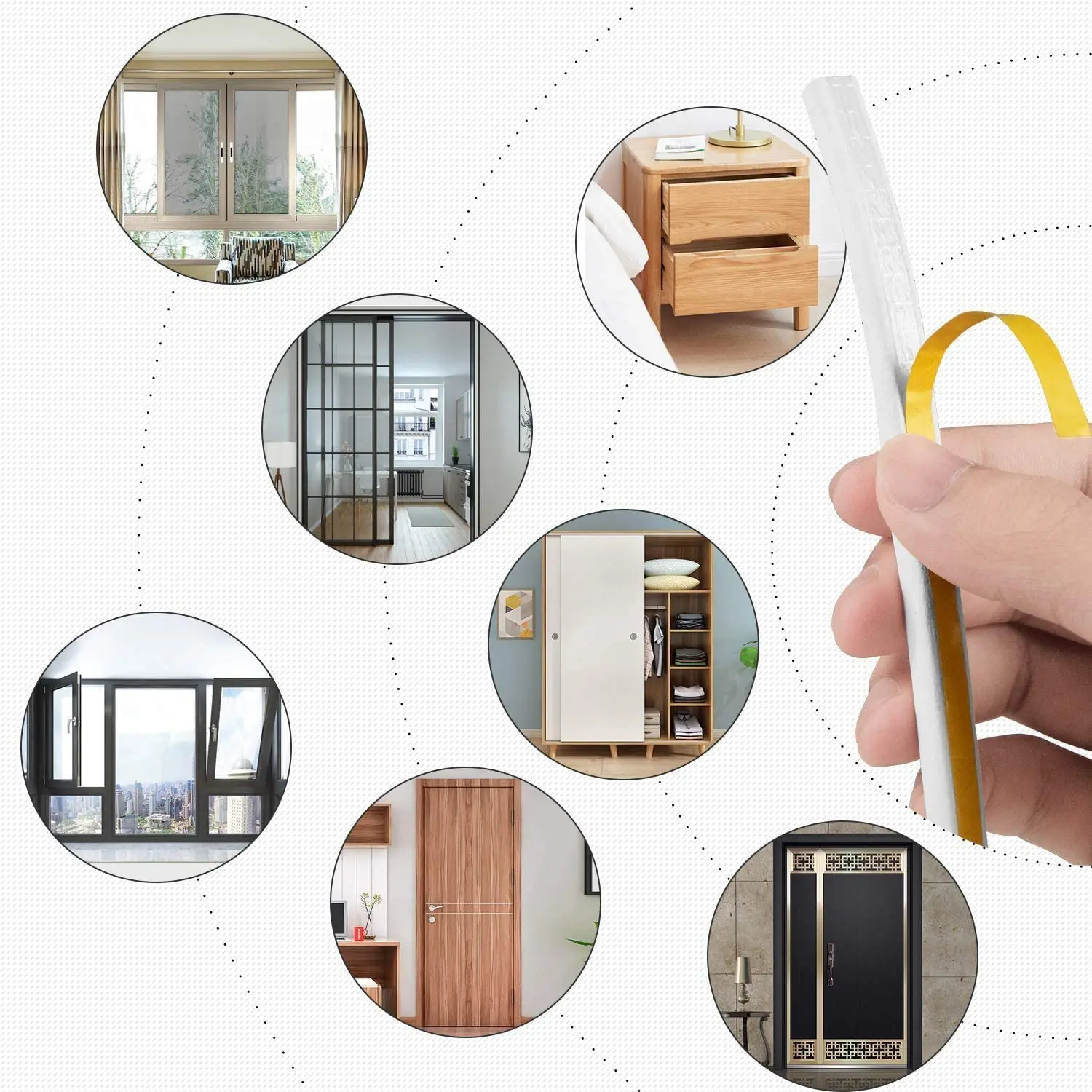 5M/10M/12m Rubber Seal Weather Strip Foam Sticky Tape Door Window Draught Excluder