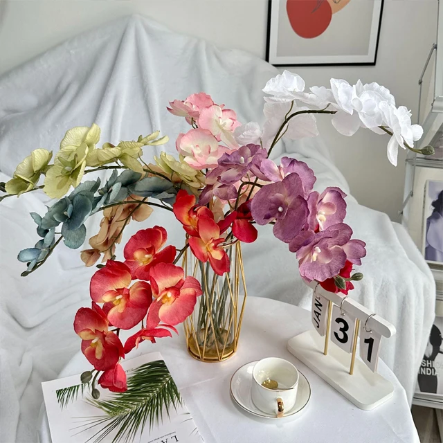Hot Sale High Quality Factory Price Artificial Flower 8-Head Phalaenopsis Orchid For Home Decoration