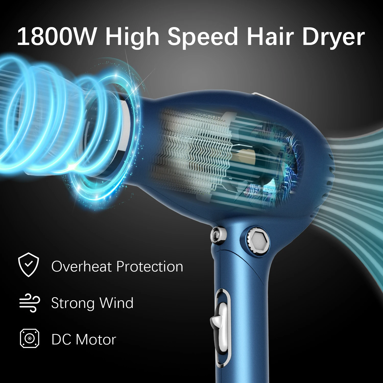 Blow Dryer High Speed 2 Speeds And 2 Heating Setting DC Motor Hair Dryer Professional Hair Dryer