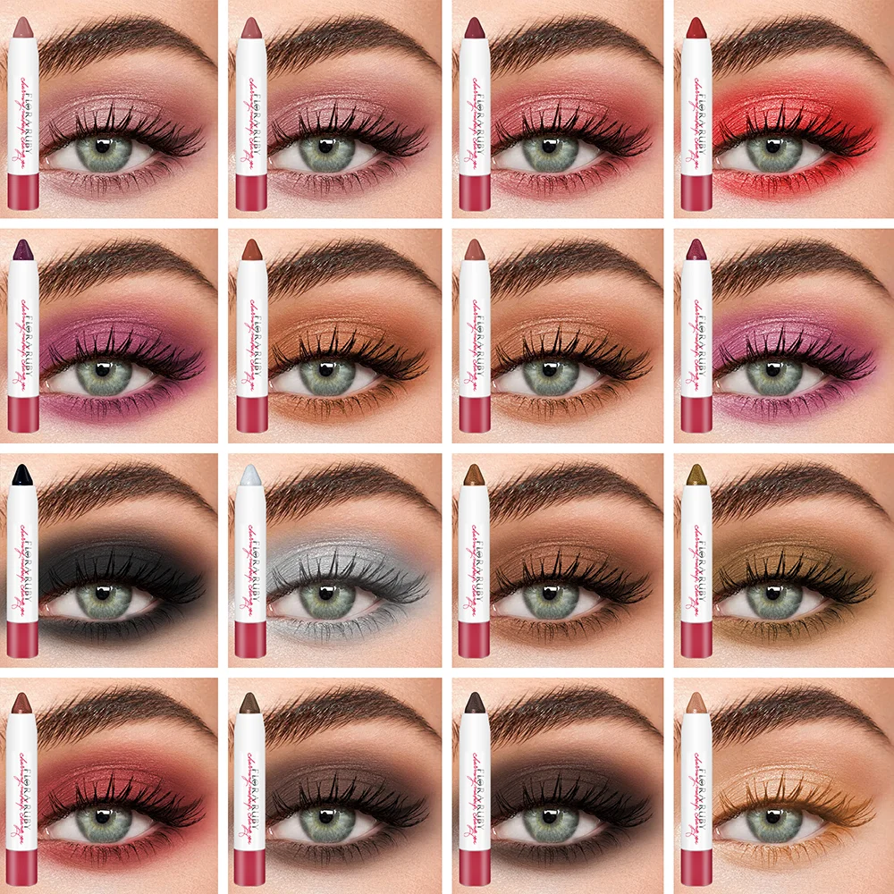 Custom vegan matte eye shadow stick waterproof long lasting radiant eyeshadow pencil makeup single color shadow pen