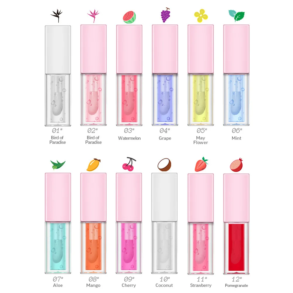 Wholesale OEM Moisturizing Color Changing Lip Oil Plumper Flavoring Fruit Tint Stain Glaze Hydrating Moisturizer Magic Lip Oil