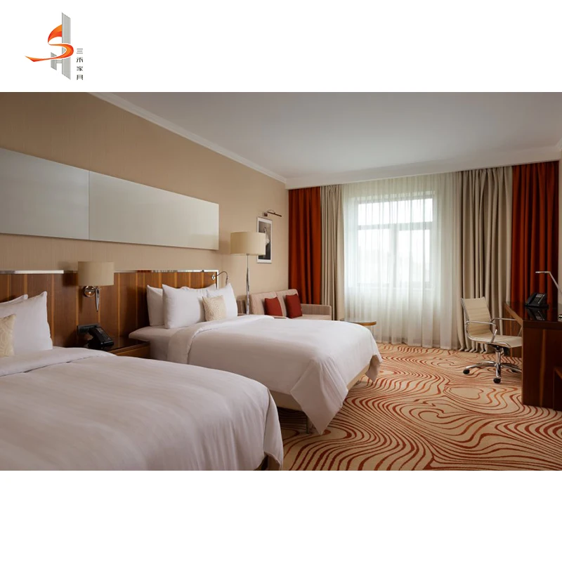 Foshan Furniture Manufacturer Wholesale Luxury Modern King Size Double Bed Hotel Guest Room Bedroom Furniture Sets