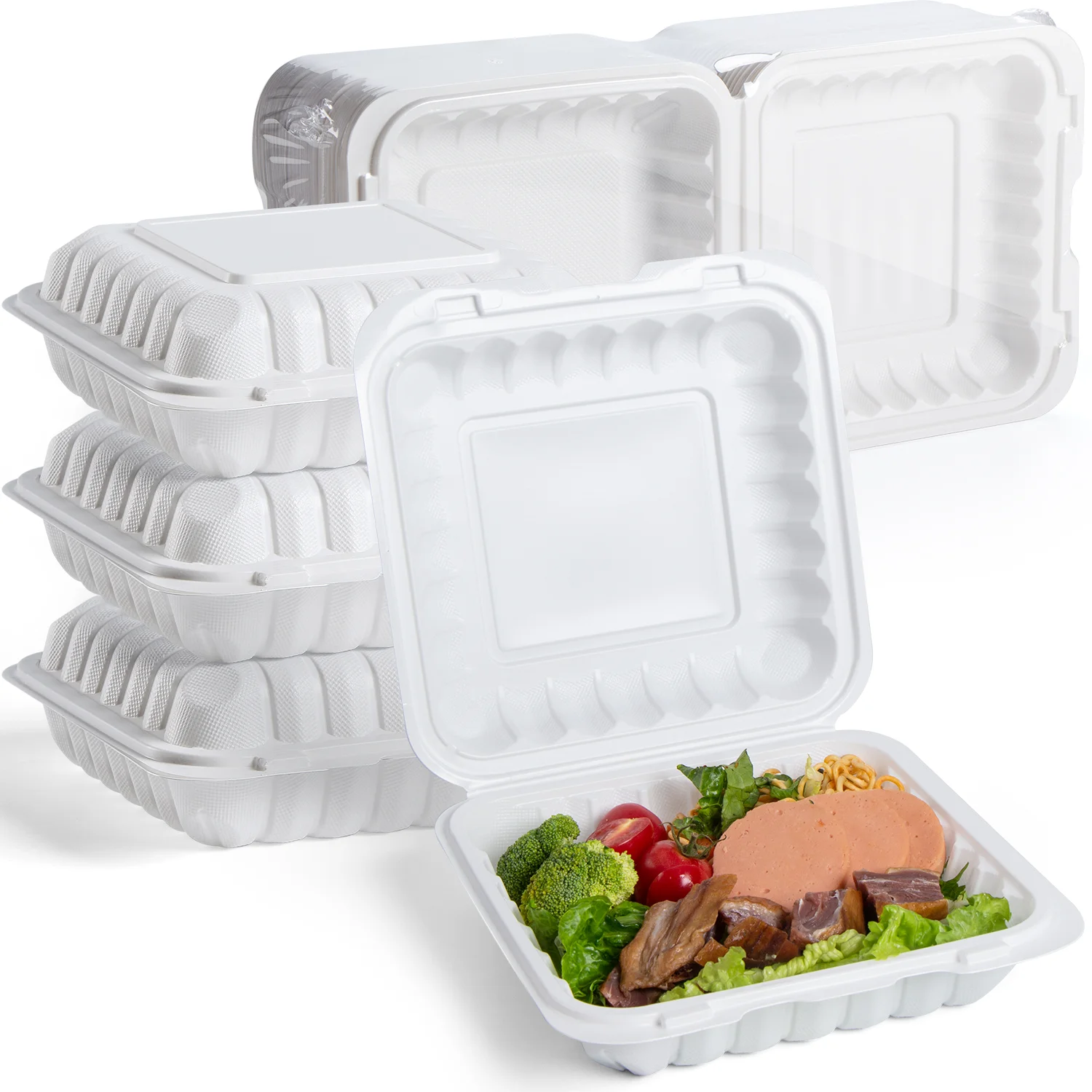 Certified Microwave/Dishwasher/Refrigerator Safe Hinged Food Storage Containers Disposable Takeaway Bento Box