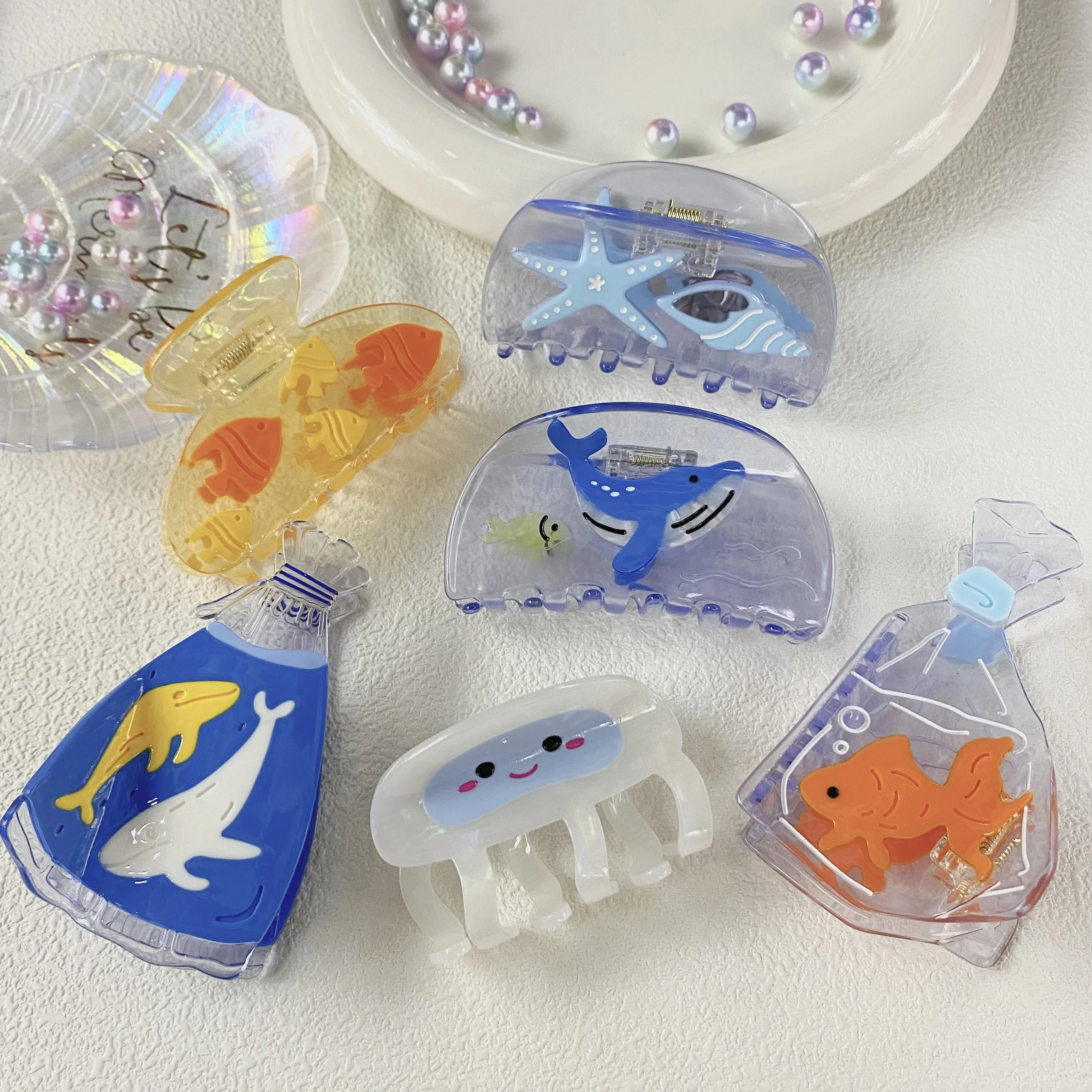 Wholesale Cheap Fun Bag Fish Whale Starfish Conch Jellyfish Goldfish Tropical Fish Shark Hair Claw