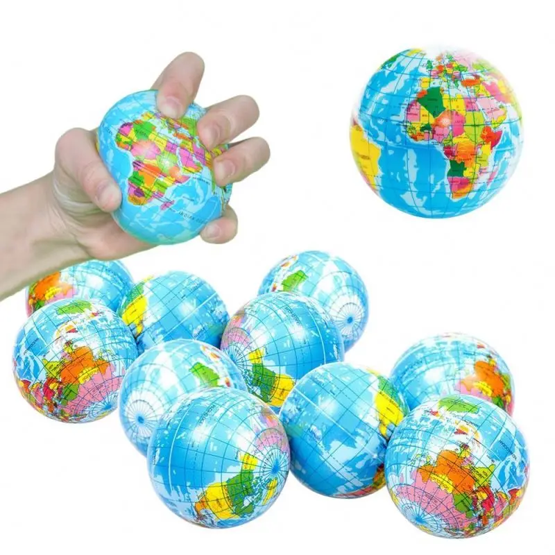 
Hand grasping practice springy 6-10cm PU soft globe earth stress ball 