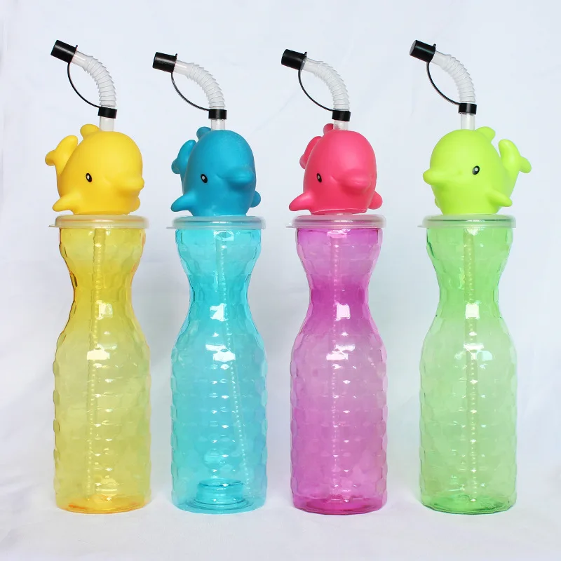 Plastic pet juice Duck chicken sugarcane shape custom logo yard 32oz cup