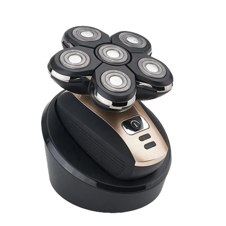 IPX7 водонепроницаемый электробритва для мужчин с Беспроводная зарядная док-станция для 6D плавающая головка лысый бритва