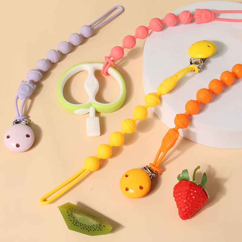 Wholesale Chewable Wooden Silicone Dummy Pacifier Clip Silicone Baby Pacifier Clip Chain