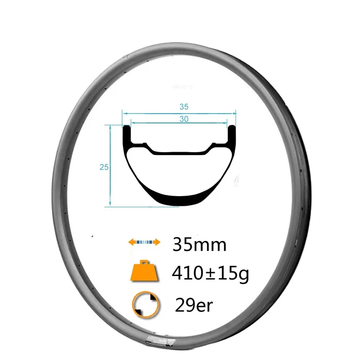 CarbonBikeKits bicycle light 29er 35mm width carbon mtb rim for mtb wheels mountain bike wheelset