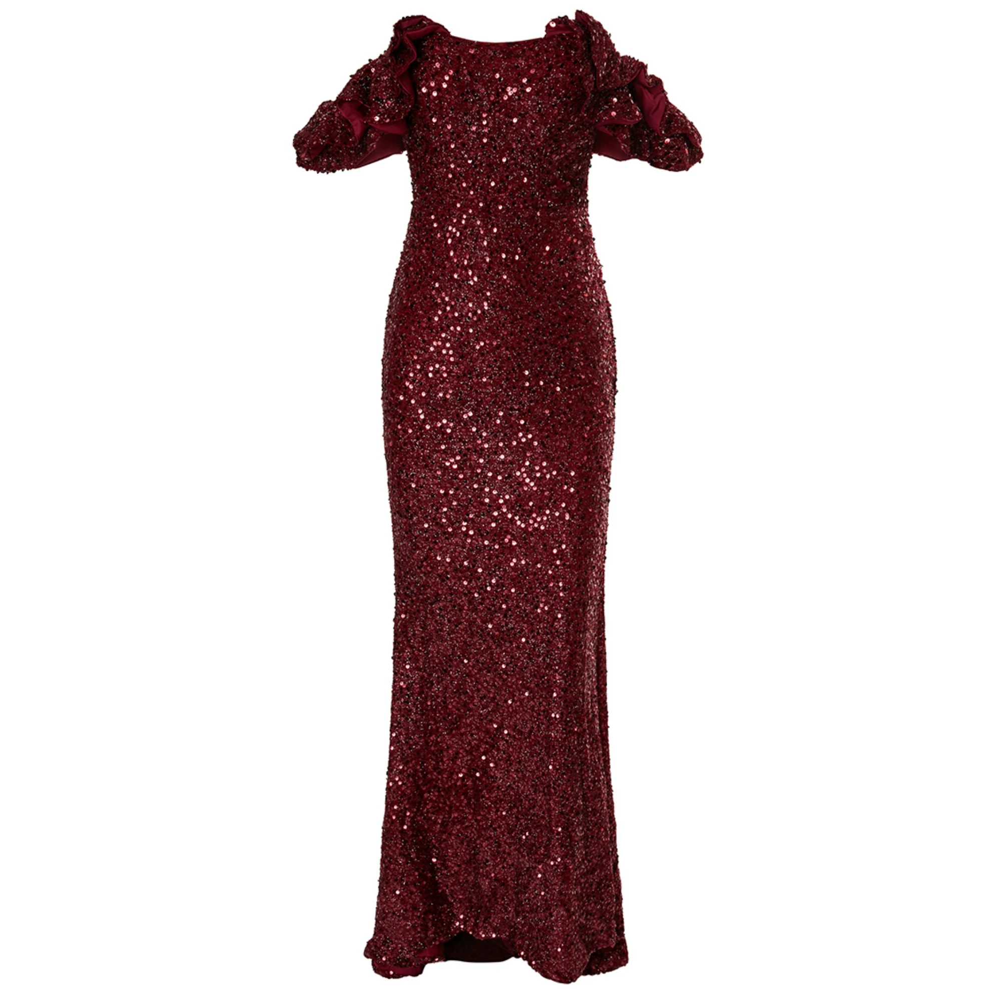 Missord Butterfly Sleeve Floor Length Bridesmaid Sequin  Rose Gold Wedding Party Dresses Women Evening Elegance