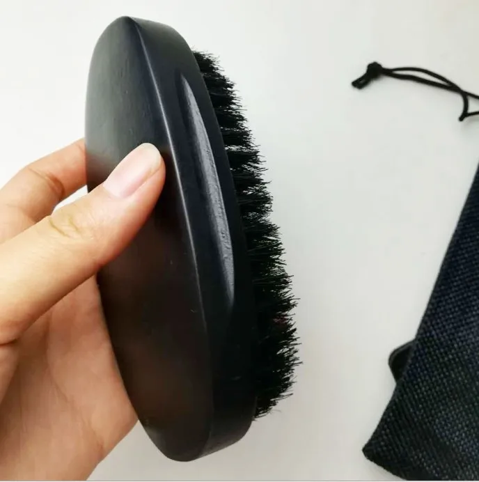 Natural 100% boar bristle 360 wave curve wooden hair shaving beard brush