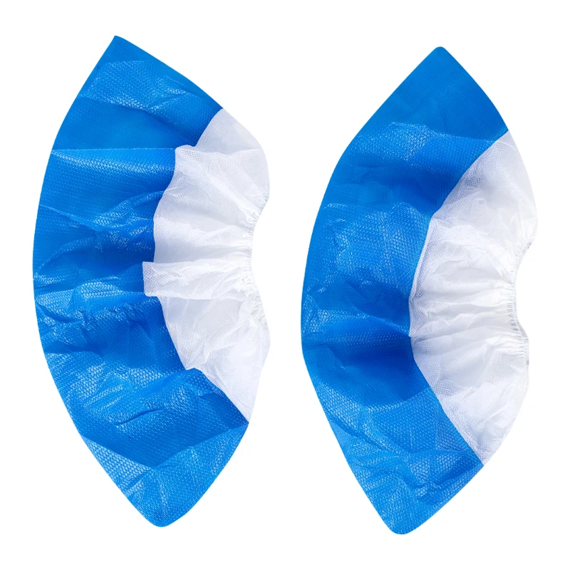 Factory Disposable PP Non Woven Shoe Cover With CPE Sole Half CPE Coated Overshoes