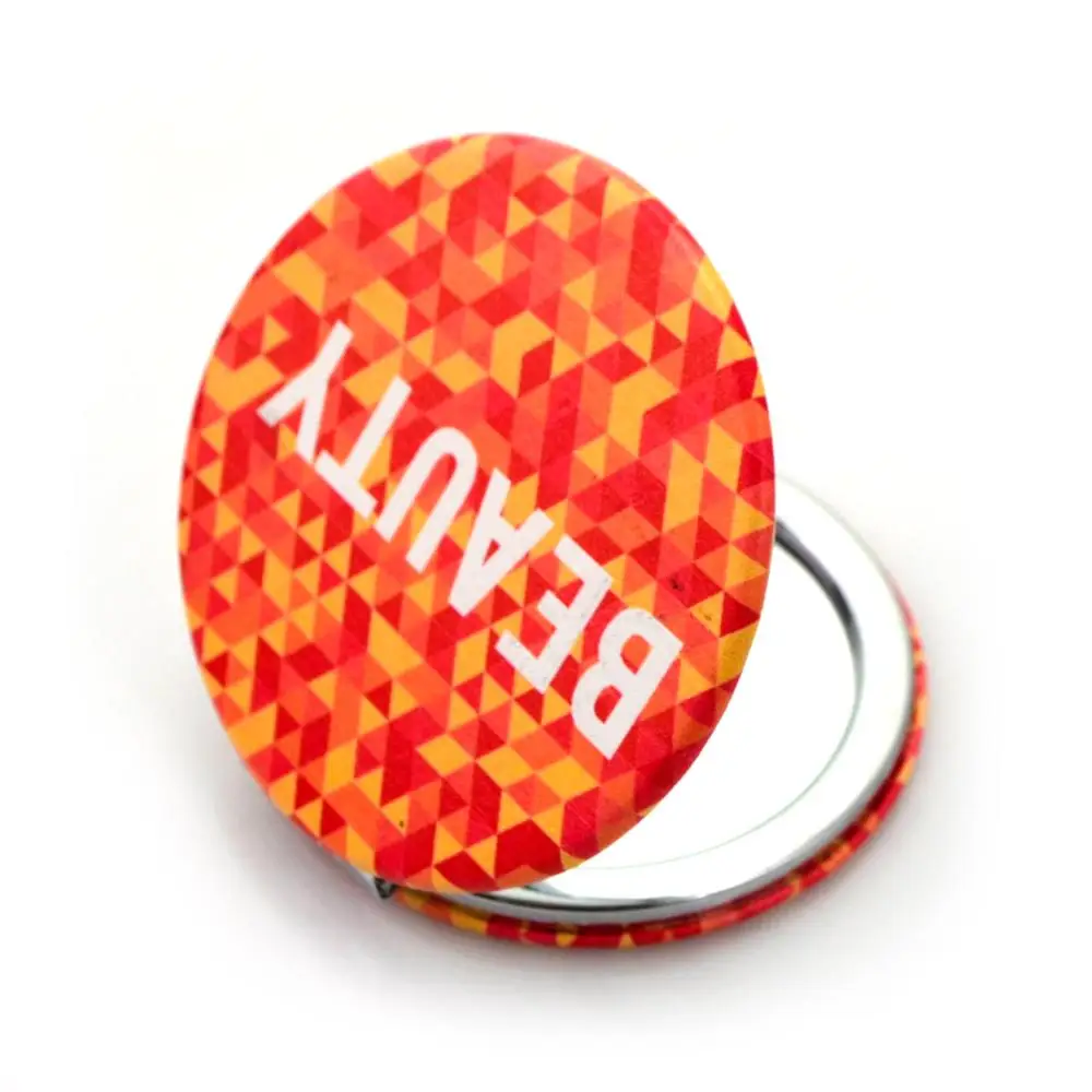 Wholesale Portable Orange Color Pocket Mirror Small Size Plastic Round Compact Travel Makeup Mirror Suitable for Gift Giving