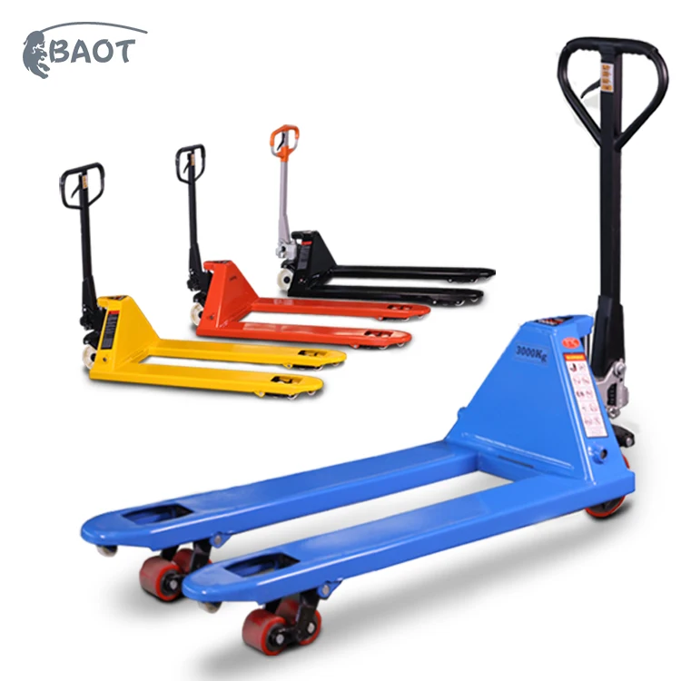BAOT Handling Equipment Lifting Forklift 3T Load Capacity Hand Pallet Truck Manual Hydraulic Trolley
