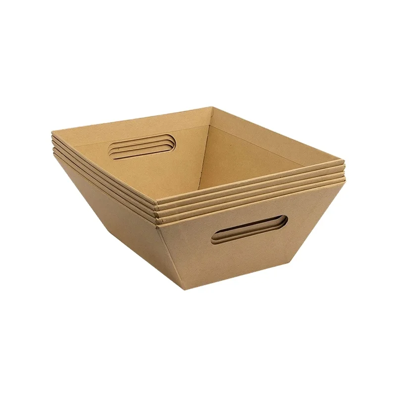 Wholesale custom wedding Christmas gift packages market tray cardboard basket with handles empty gift basket