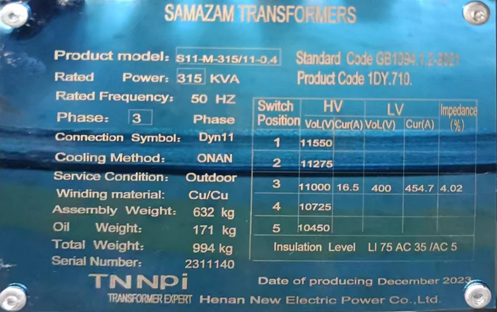 400kva 10KV 500kva  Three Phase Oil type Dry Type Electrical Transformer