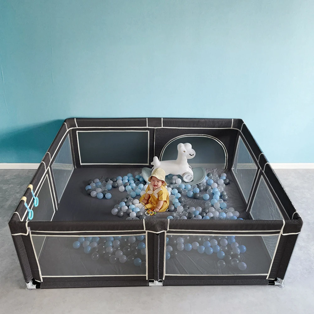 Portable 127*127cm Indoor Outdoor Use Breathable Mesh Children Baby safety playpen With Gate Bag Ocean Ball