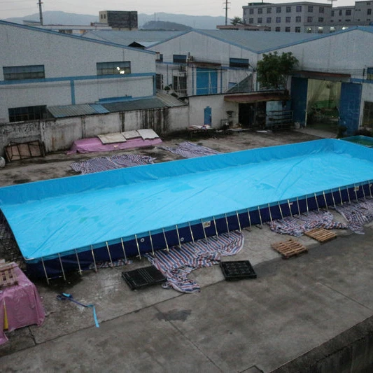 Outdoor Giant Steel Frame Supported PVC Water Swimming Pool For Water Slide Park Games