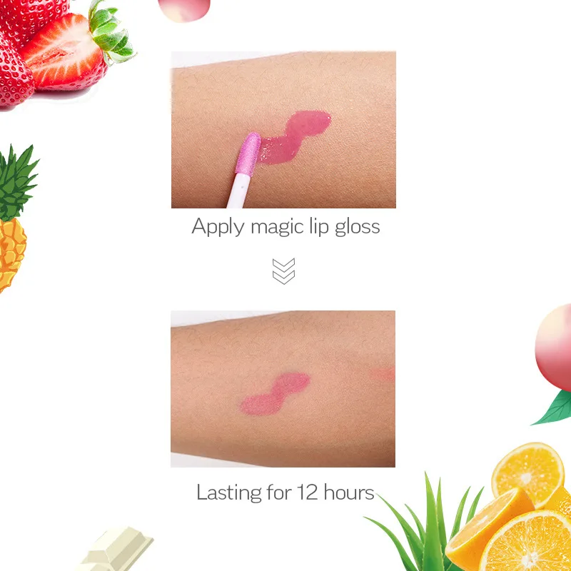 2 in 1 Lollipop Lip Gloss  Lip Balm Factory Wholesale Lollipop Magic Color Changing Lip Gloss With Strawberry