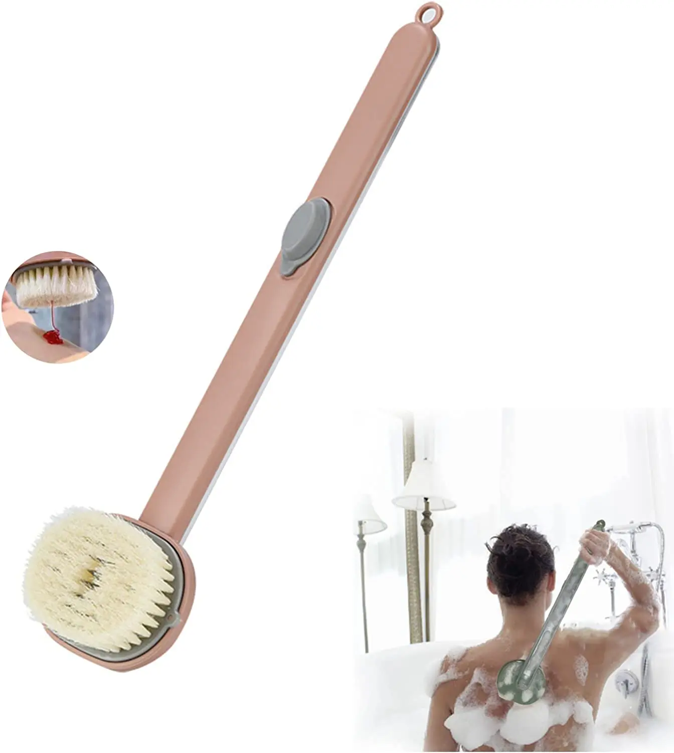 Back Shower Sponge Brush Long Handle with Soap Dispenser for Women Men Exfoliating Shower Brushes