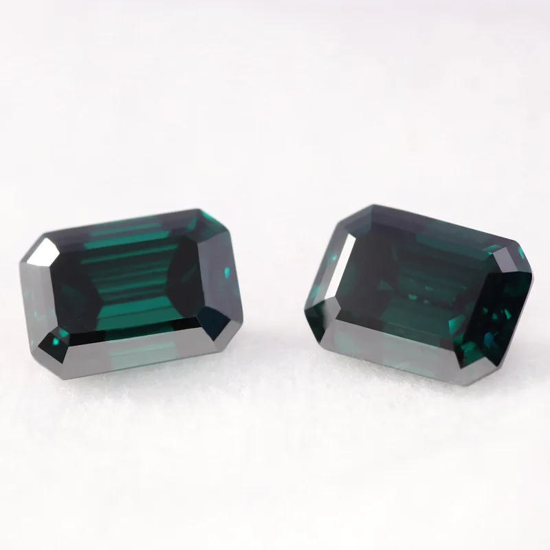 Wholesale emerald shaped green color moissanite stone 1ct 2ct 3ct GRA certificate loose moissanite diamonds