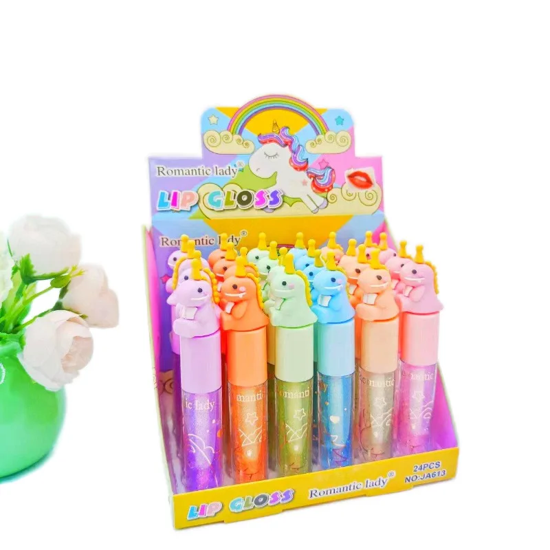 Cute little dinosaur color changing lip gloss honey peach Velvet Matte Lip Glaze white suit lipstick