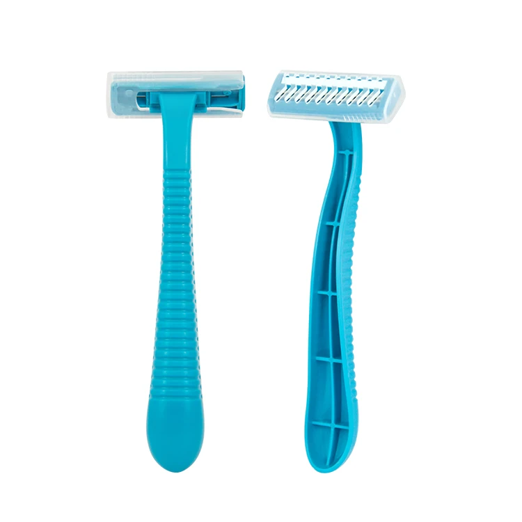 B212GLj одноразовой пластиковой ручкой односпальный Комплект белья из 2 лезвия бритвы с Увлажняющая полоска в отеле хорошее бритья для мужчины и женщины