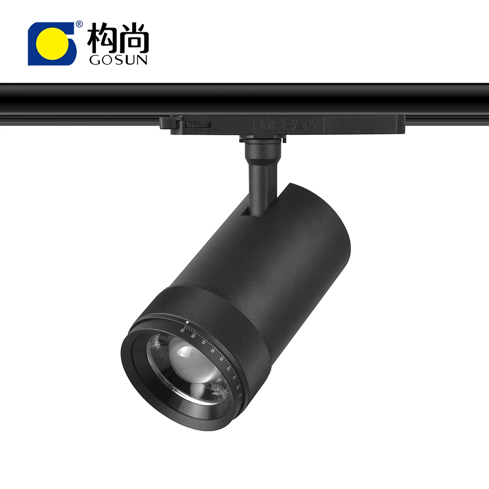 GOSUN 15-60 degree zoomable aluminum profile smart TRIAC dimmable 15-42w led focos track spotlight
