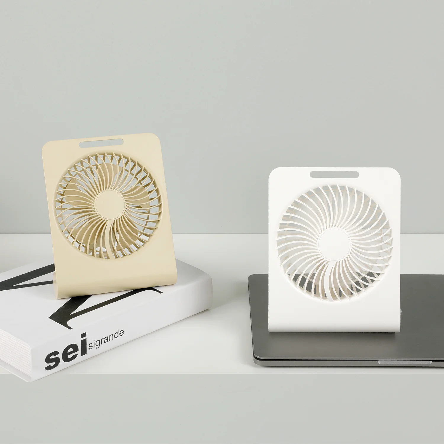 2024 New ultra-thin desktop fan office school dormitory hanging dual-purpose fan silent strong wind portable mini table fan