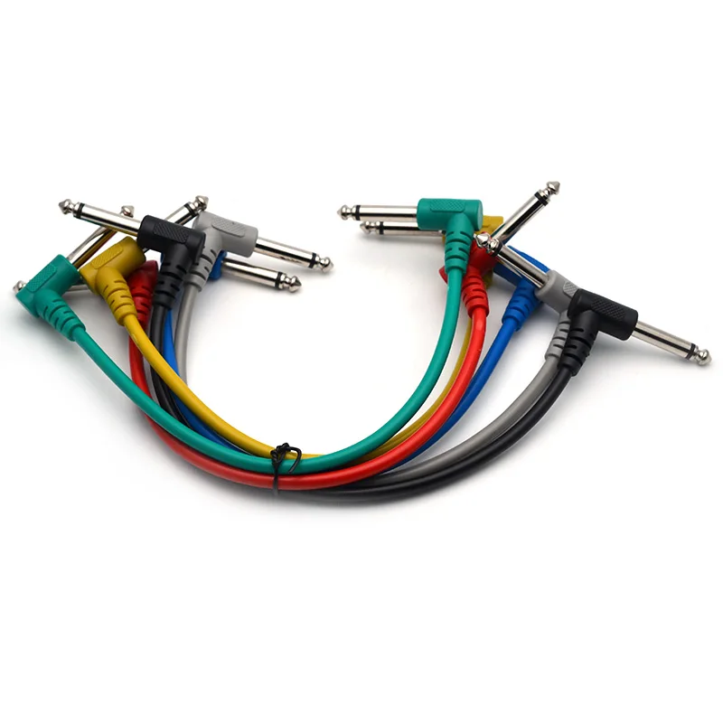 Set of 6pcs Colorful Guitar Patch Cables Angled for Guitar Effect Pedals