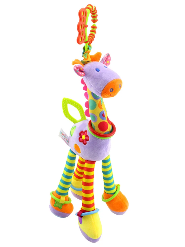 Stroller pendant toy baby giraffe bed bell plush educational comfort toy