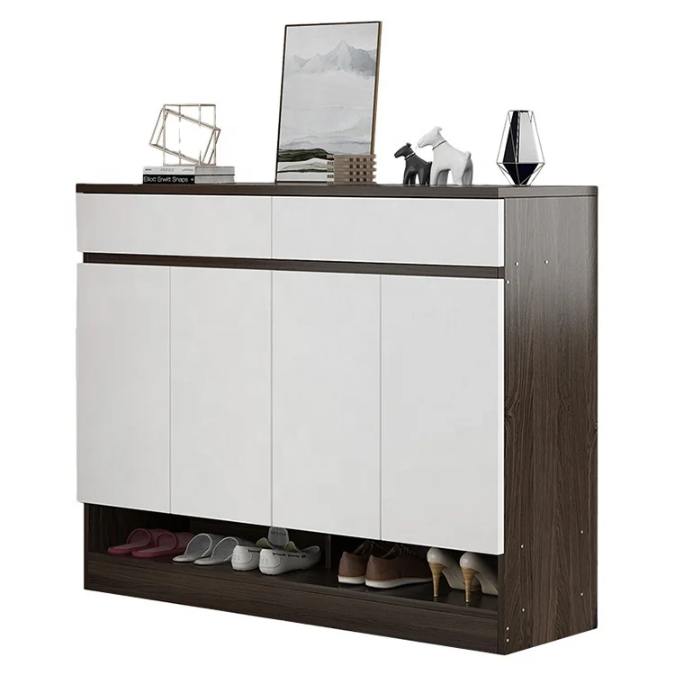 factory price luxury design home furniture high quality wood storage  closet stand rack box cabinet shoes shelf with door