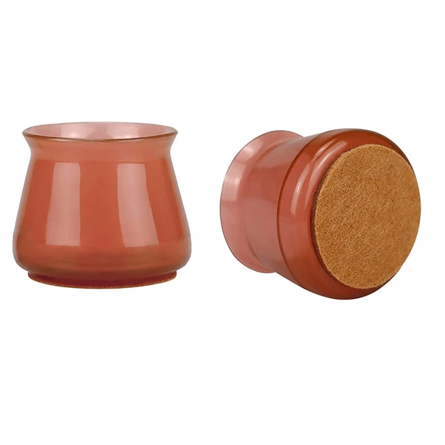 
Brown Transparent Silicone Furniture Chair Legs Caps Silicon Protection Covers with Felt Pads Chair Leg Caps 