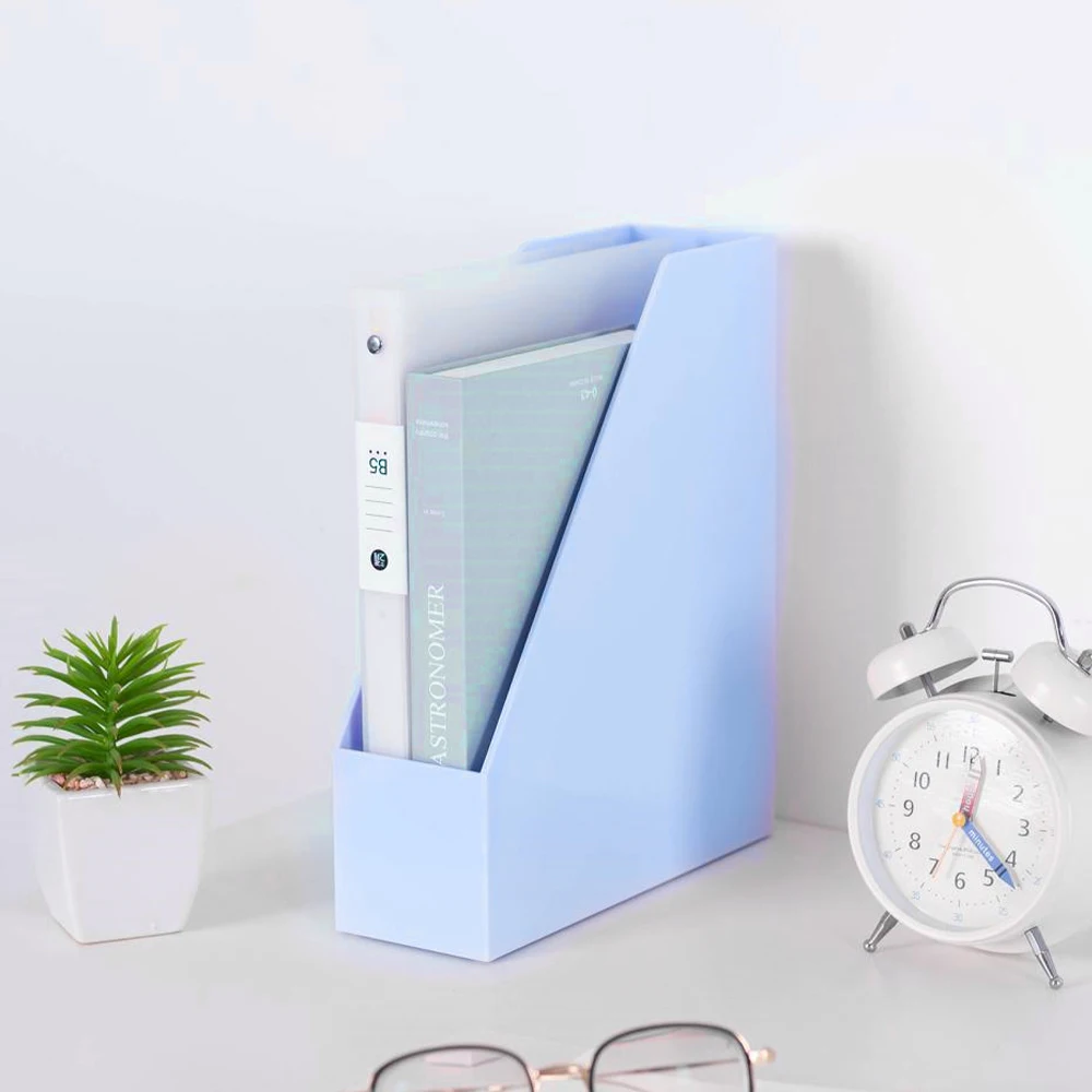 Customization Magazine Rack Plastic Desk Organizer File Folder Storage Organizer Bin with Handle