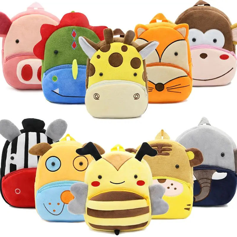 3D Girls Boys Back Pack Cute Bunny Cartoon Plush Kindergarten Schoolbag Animal Kids Plush Backpack For Kids