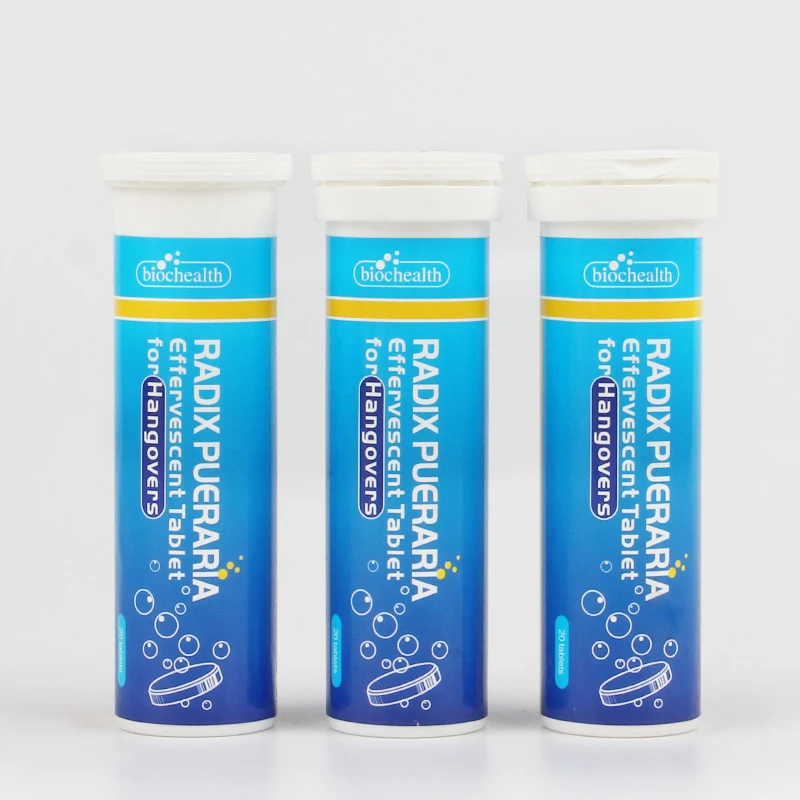 OEM Private label GMP certificated Vitamin C RADIX PUERARIA effervescent tablet for hangover relief