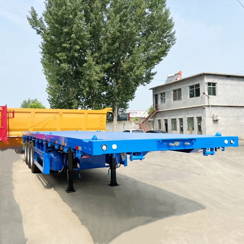 Tri-axle 50 Tons Flat Deck Trailer 40ft Container Chassis Flatbed With Twist Lock Semi Trailer For Sale