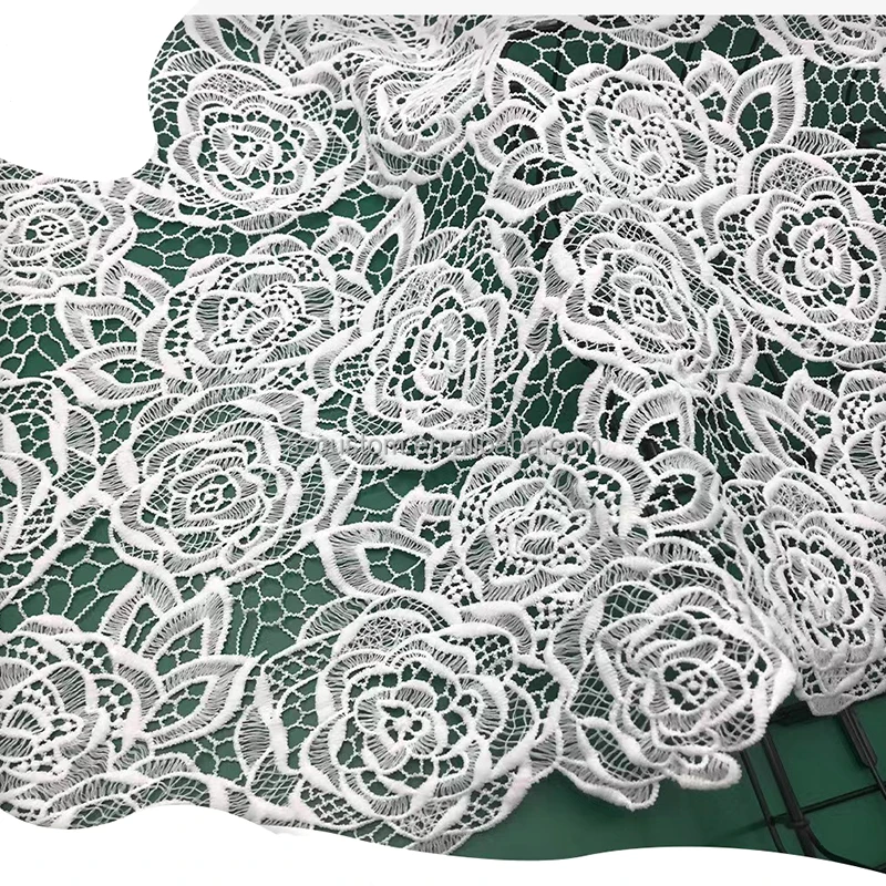3d guipure flower floral cotton embroidery nigerian water soluble milk silk lace fabrics for dress