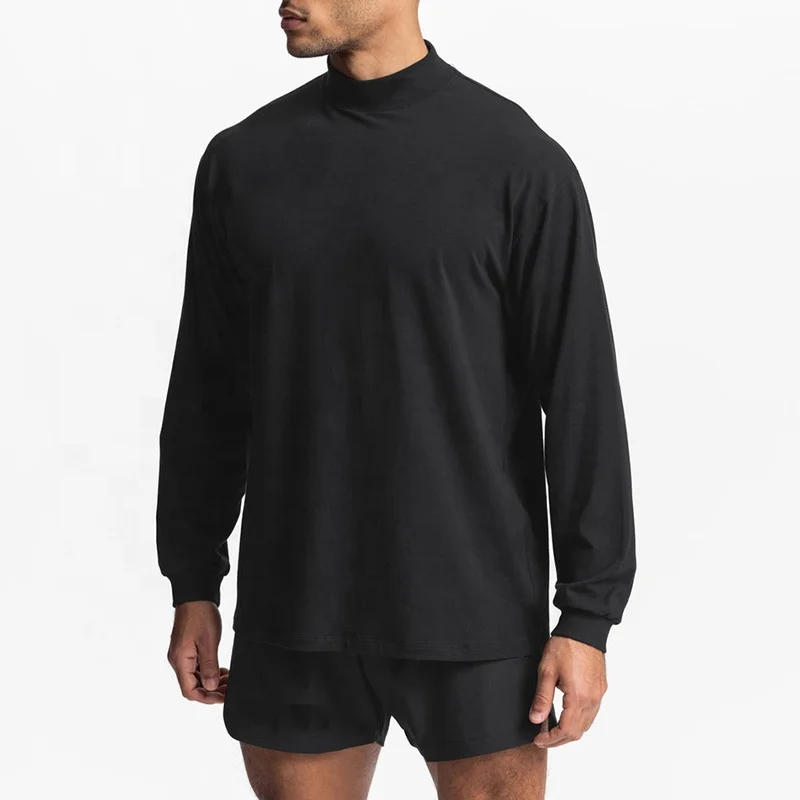 Recycled Heavy Cotton Performance Long Sleeve Ribbed Mock Neck Cuff