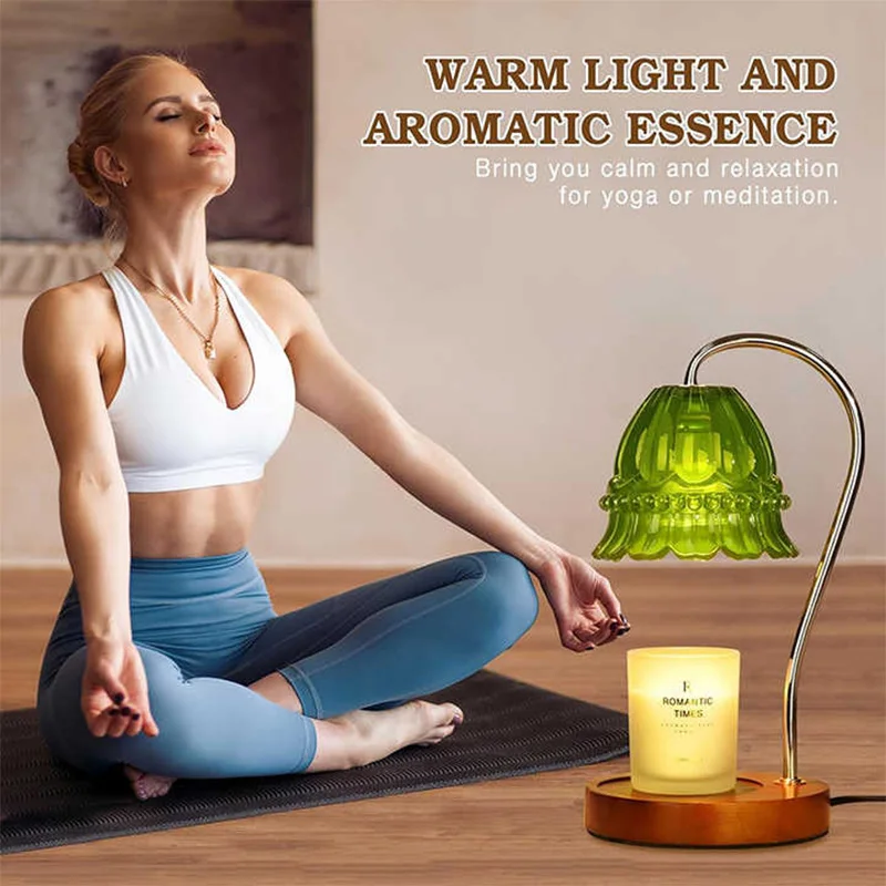 Wholesale Electric Glass Flower Shaped Lampshade Candle Crystal Lamp With Dimmer Timer Candle Warming Lamp