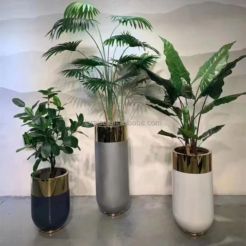Home Decor Flower Vases Metal Gold Large Indoor Flower Pots /modern floor tall white vase