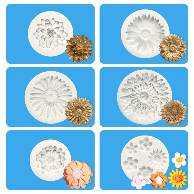3D liquid silicone cake flower mold 3D  flower fondant silicone baking mold handmade soap cake mold
