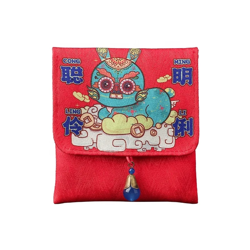Custom LOGO Pattern kid Cloth Hong Bao Gift Packets Pouch Lucky Money Envelop Chinese New Year Red Envelope