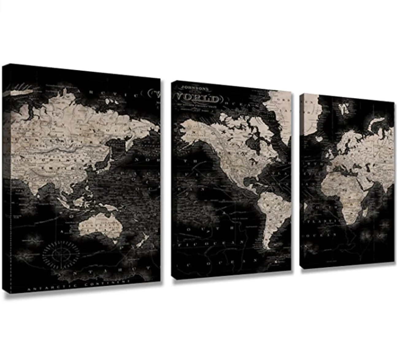 Vintage World Map Canvas Wall Art Retro Map of The World Canvas Prints Framed and Stretched