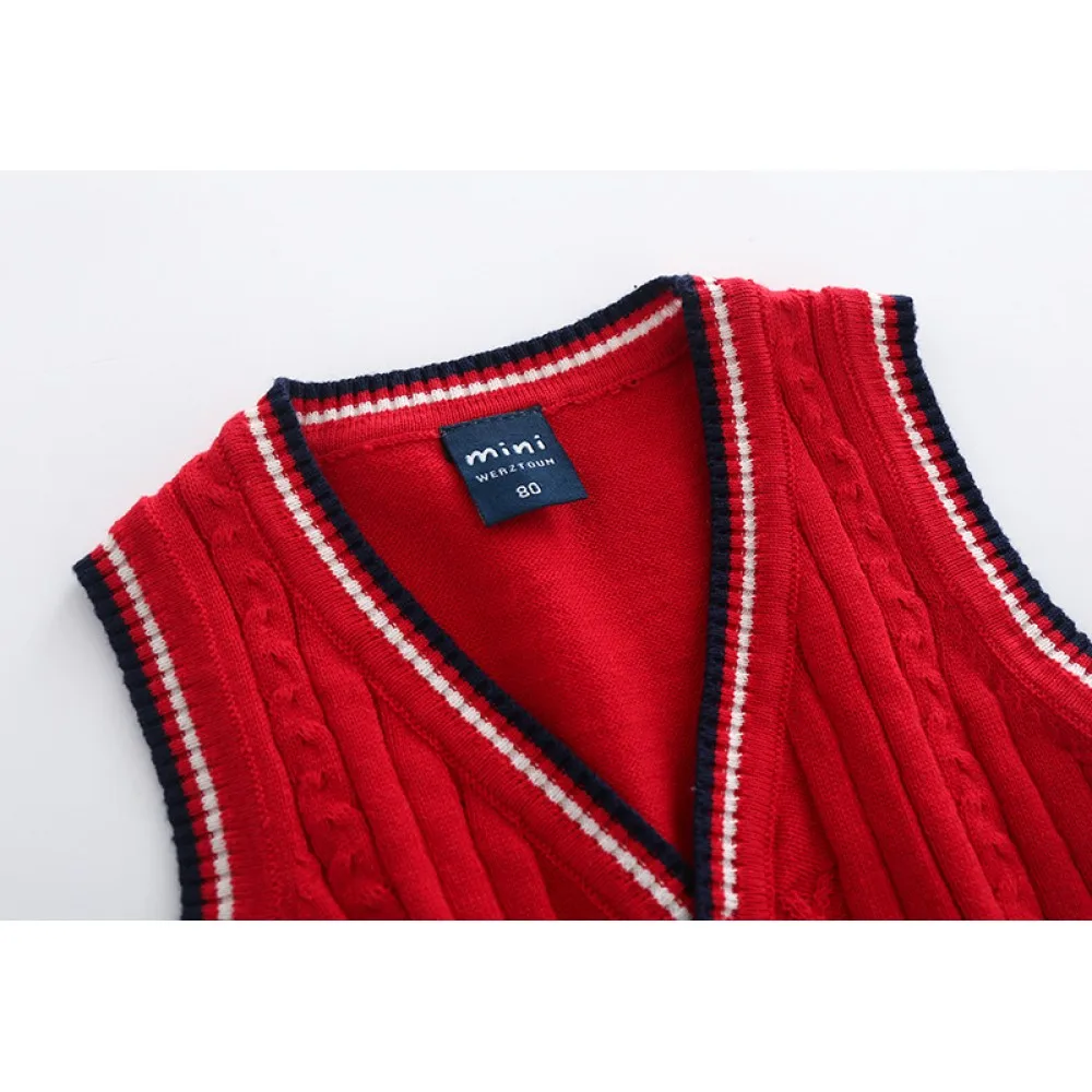 
V neck baby wool sweater vest fashion sleeveless knitting pattern boy sweater for baby boy school uniform 