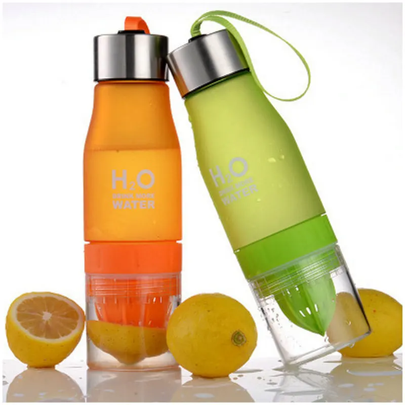 Custom logo Frosted water bottle lemon drinking bottle with fruit infuser