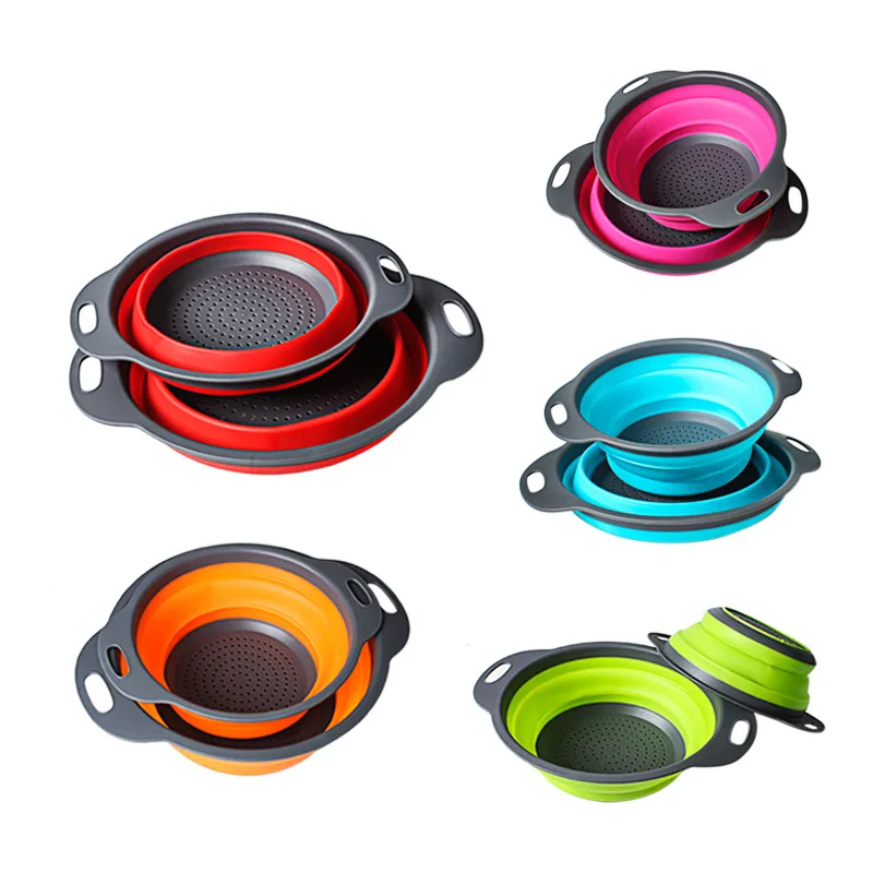 Горячая Распродажа 2 шт. круглая силиконовая складная сливная корзина с фильтром для воды