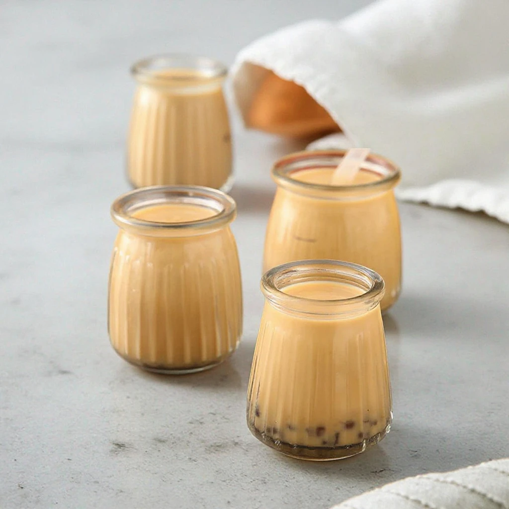 Wide Mouth Pudding Storage Jam Jar Small Glass Milk Yogurt Juice Bottle with Cork Lid Plastic